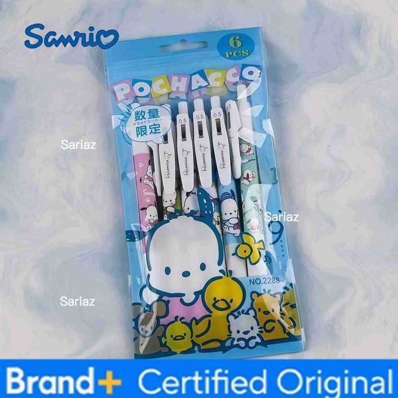Sanrio 6Pcs/Pack Kawaii Pochacco Gel Pens Cute Cartoon Retractable Pens for Writing Journal Office Supplies H251231