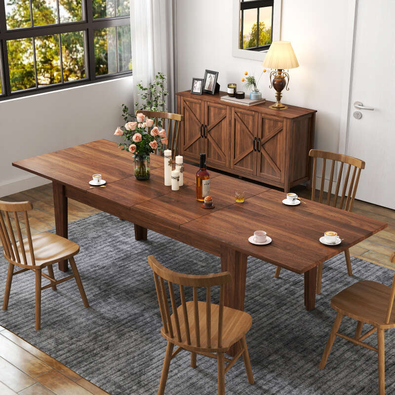 Modern Multifunctional Extendable Dining Table with Outlet Space Saving Expanding Table Storage for Party Weddings Meetings Celebrations Dining Room F