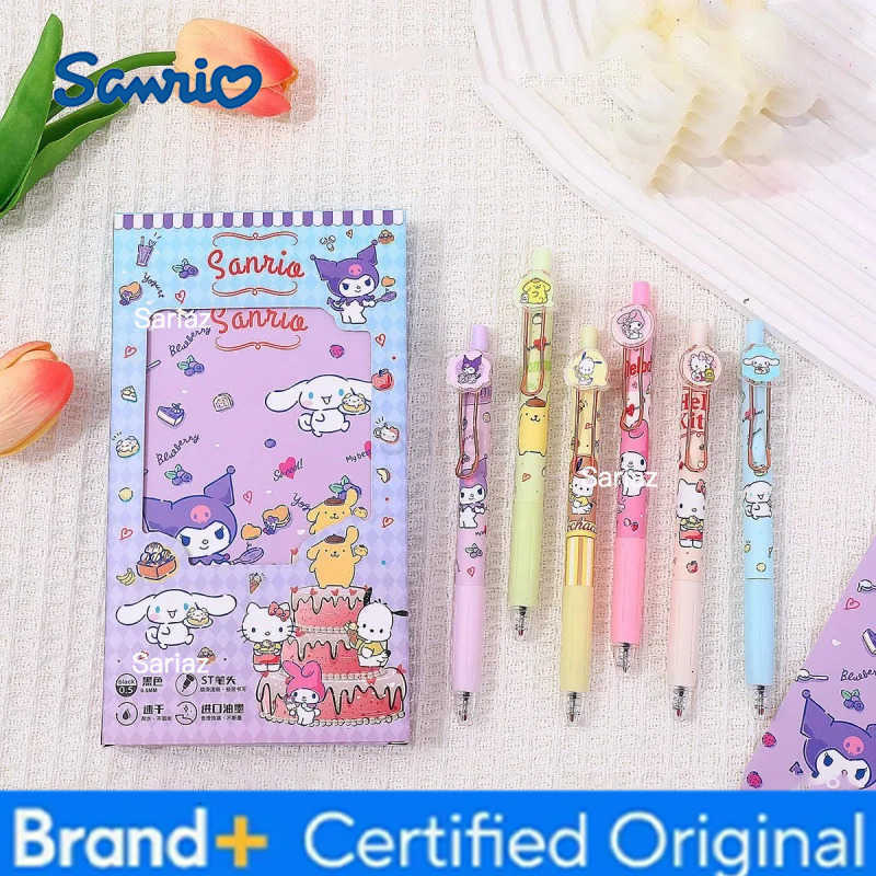 Sanrio 36pcs/lot Kuromi Melody Cinnamoroll Kitty Gel Pen Cute PomPomPurin 05mm Black Ink Press Signature Pens School Supplies H251231