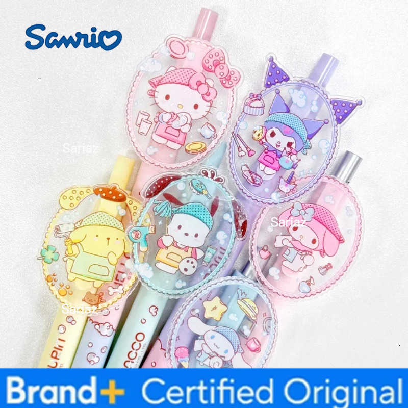 Sanrio 12pcs/lot Kitty Melody Kuromi Gel Pen Cute Pochacco 05mm Black Ink Neutral Pens Promotional Gift Office School Supplies H25123111