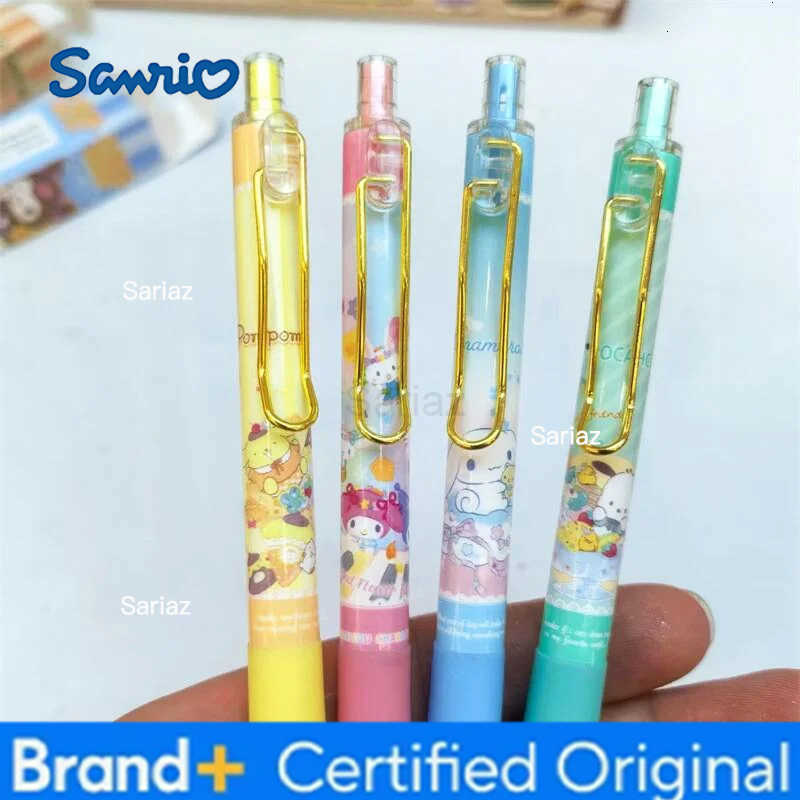 Sanrio 24pcs/lot Kuromi Melody Cinnamoroll Press Gel Pen Cute PomPomPurin 05mm Black Ink Press Signature Pens School Supplies H251231