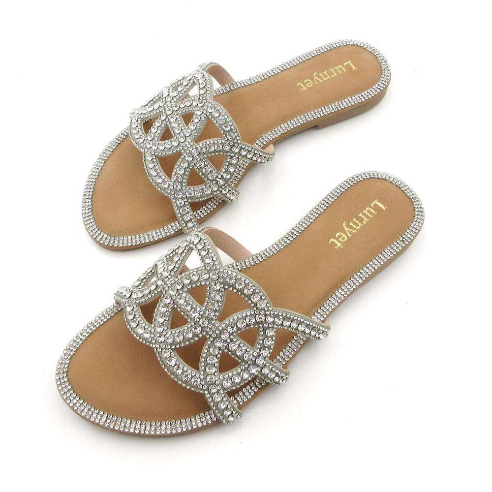 Lurnyet Women's Slide Sandals Decorative Pattern Strap Slippers (HONEY-151/HONEY-152/HONEY-153)
