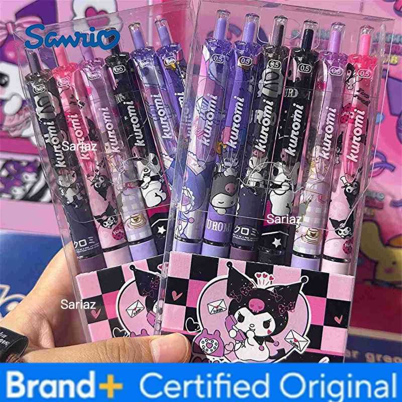 Sanrio 6Pcs/Set Sanriou Kawaii Kuromi Hello Kitty 05mm Gel Pens Set Cute Black Pen Cartoon School Student Stationery Supplies Gift H251231