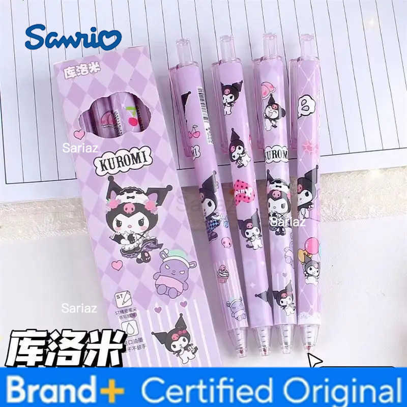 Sanrio 4Pcs Hello Kitty Gel Pen Black Quick Drying Kuromi Cinnamoroll 05Mm Press Ballpoint Pen Student School Stationery Gifts H251231