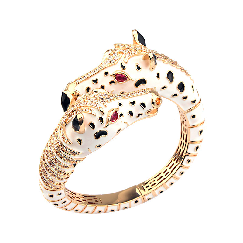 Attract Luck Jewelry Product Style Elegant Exaggerated Zebra Open Epoxy Spotted Gold Color Animal Bracelet