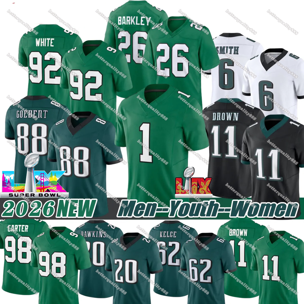 Philadelphiacity eaglesjersey 26 Saquon Barkley Jason Kelce Jalen Hurts AJ Brown DeVonta Smith Cooper DeJean Football Jerseys