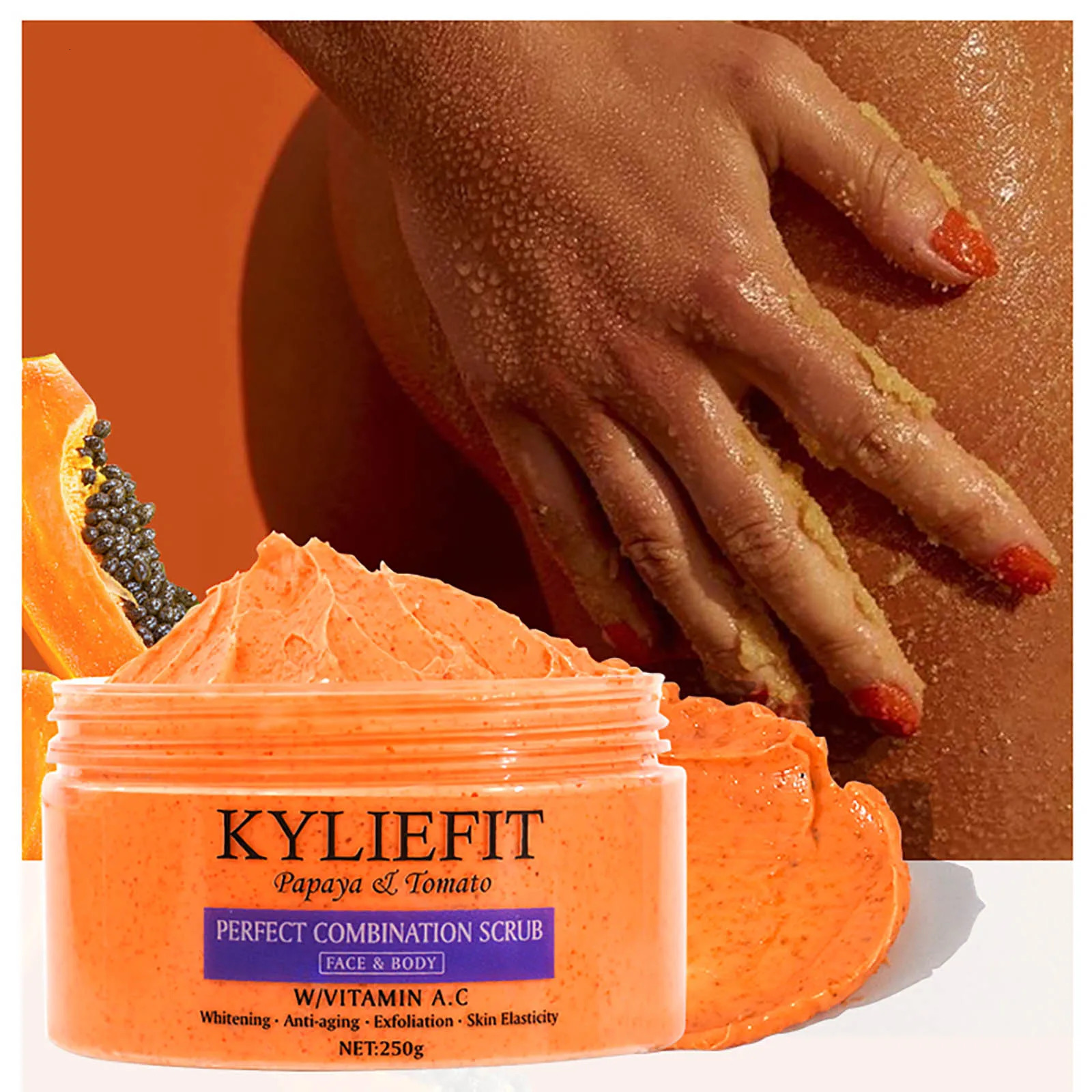 Papaya And Tomato Combination Scrub Reduce Spots Exfoliating Moisturizing Smooth Skin For Face And Body 250g 251222