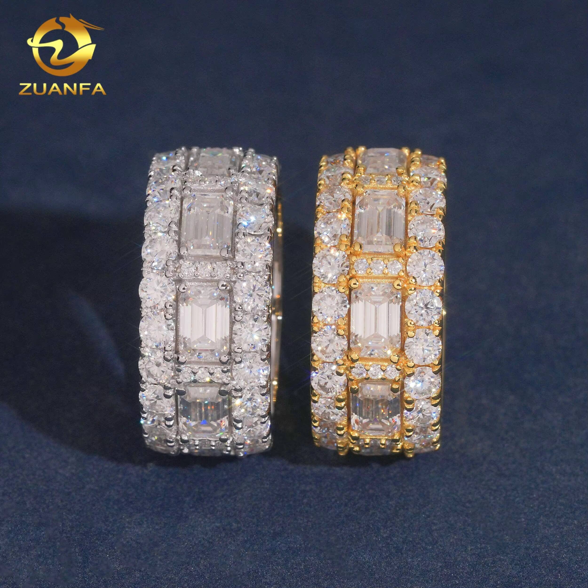 Ready Shipping Moissanite Hip Hop Jewelry 925 Sterling Silver Men Diamond Ring Pass Diamond Tester Iced Out Rapper Ring