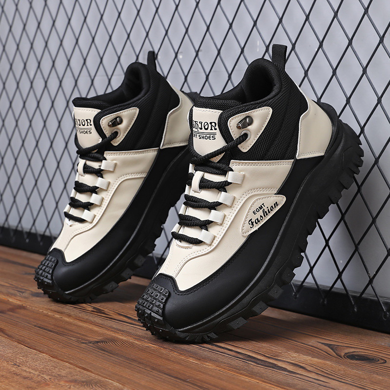 2026 New Spring Big Size Men's High-Top Boots British Retro Work Boots Waterproof Outdoor Hiking Shoes