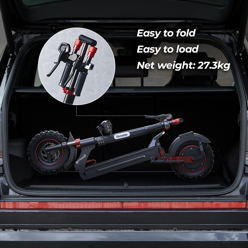 iScooter iX5S Electric Scooter, 28/38 MPH Speed E Scooter 40/43/50 Miles Long Range 10/11/12" Offroad Pneumatic Tire Scooter for Adults Double Br