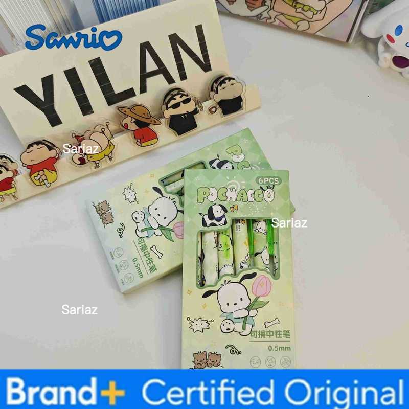 Sanrio Gel Pens 6 Pcs/Set Global Limited Edition Wipe Gel Pen High Quality ST Black 05mm Stationery School Office Supplies H251231