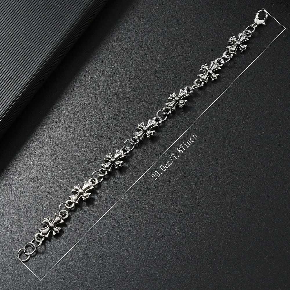 Gothic Cross Bracelet For Men Women Vintage Floral Pattern Hip Hop Rock European American Trends Party Birthday Holiday Gift Y251227