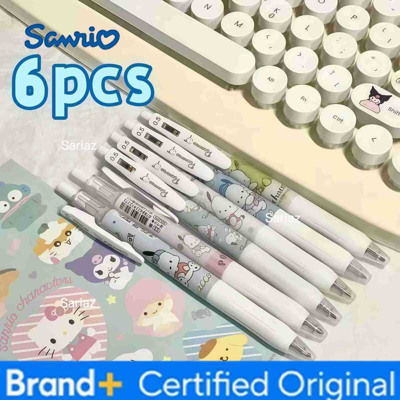 Sanrio 6Pcs/Pack Kawaii Pochacco Gel Pens Cute Cartoon Retractable Pens for Writing Journal Office Supplies H251231