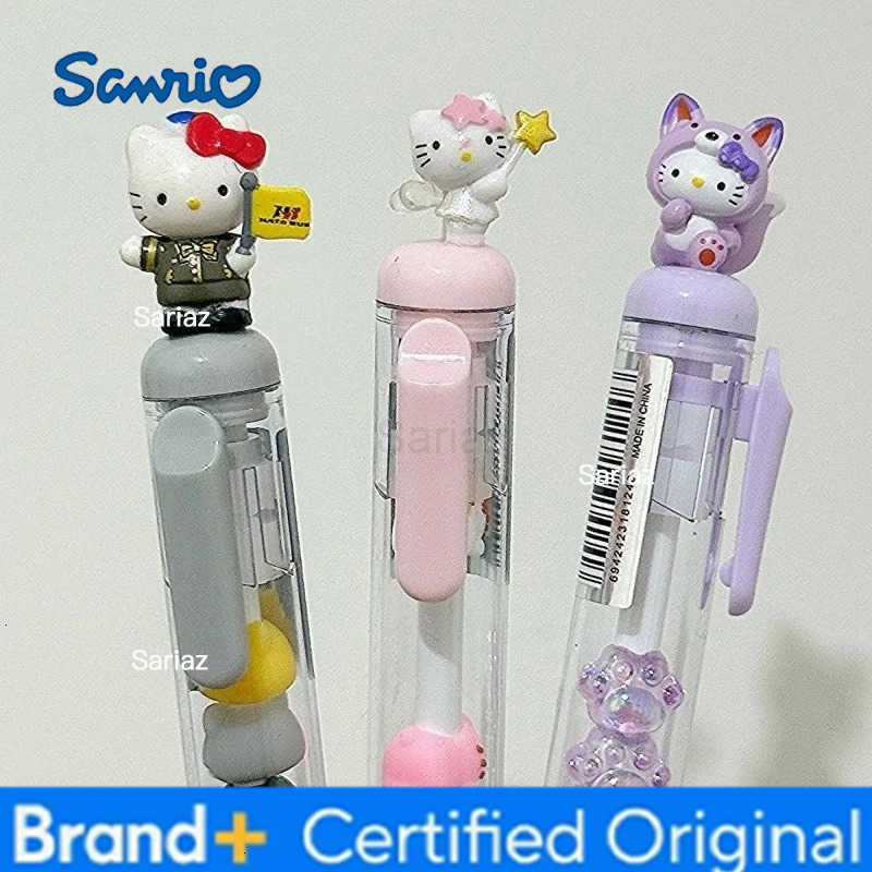 Sanrio Kawaii Hello Kitty Black Writing Gel Pen Cartoon Cute My Melody DIY Beaded Ballpoint Pen for Student Office School Supplies Gift H251231
