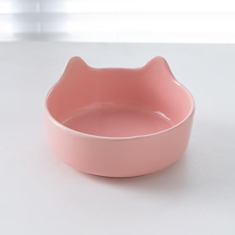 H2037 Creative ceramic cat and dog food bowls with double bowl design, food and water on the same shelf, non-slip.