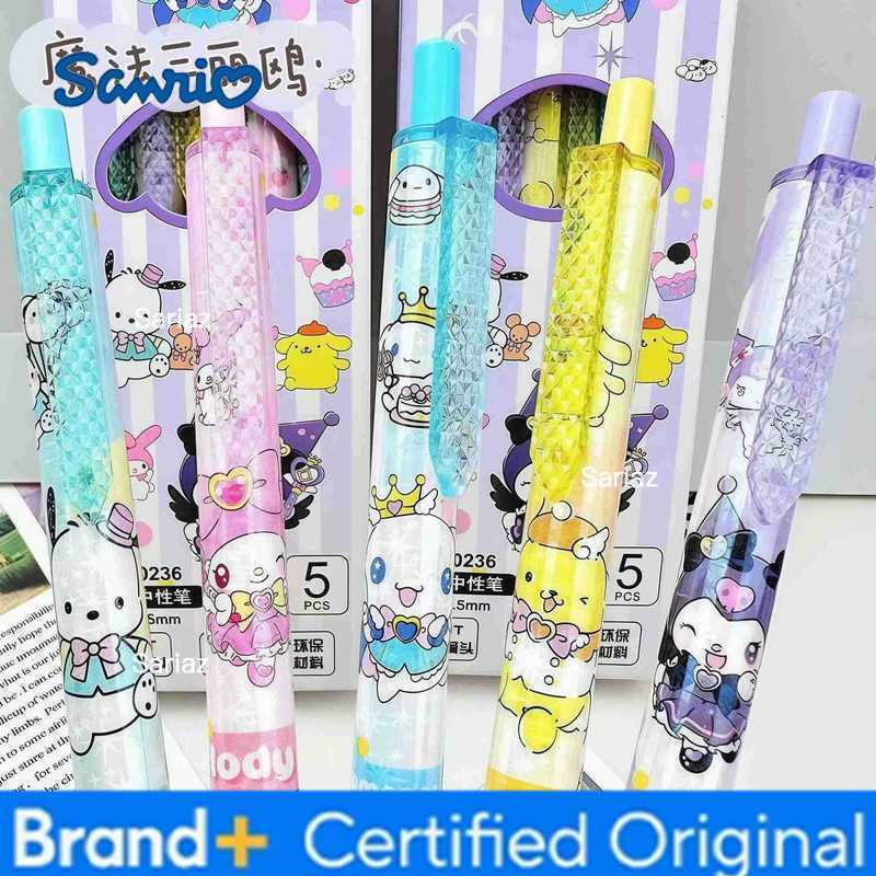 Sanrio 5pcs New Series Limited Gel Pen Cartoon Quick-drying Pen Black 05mm Student Stationery Office Supplies H251231
