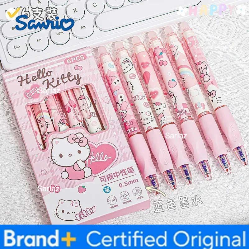 Sanrio Blue Erasable Gel Pen My Melody Cinnamoroll Cute Click Pen Hello Kitty Girly Heart Student Stationery Birthday Gift H251231
