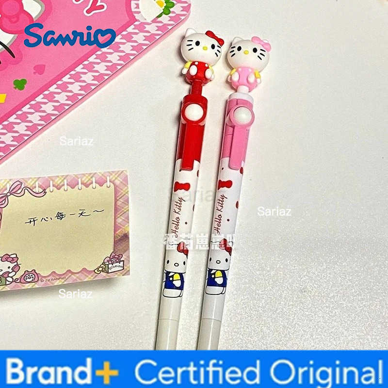 Sanrio New Kawaii Hello Kittys Rotatable Gel Pen Cute Neutral Pen 05mm Cartoon School Office Supplies Students Stationery Gift Refil H251231