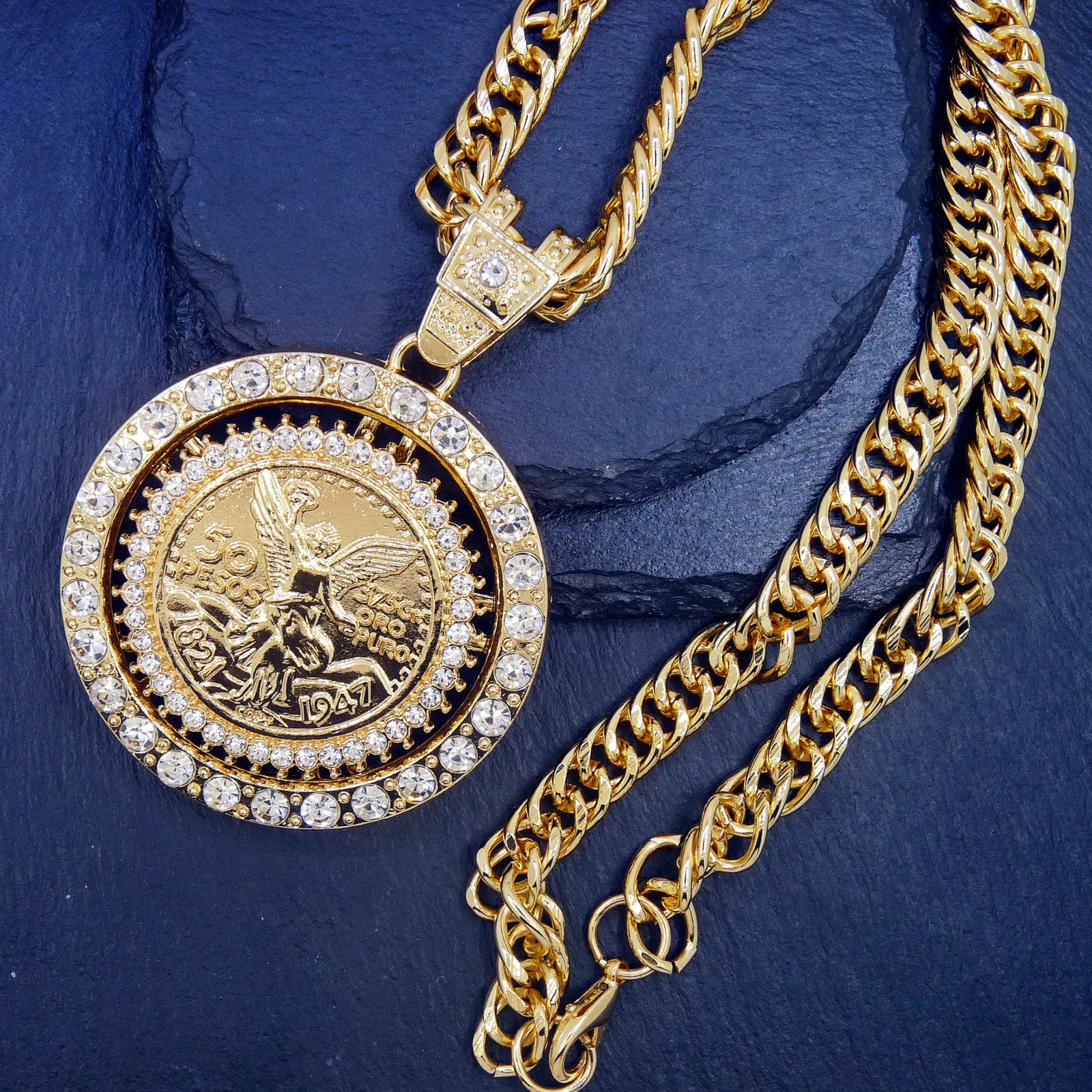 14K Gold-Plated St Jude Virgin Mary Coin Pendant Necklace with Rotating Wheel Hip-Hop Style Cuban Chain Jewelry 251223