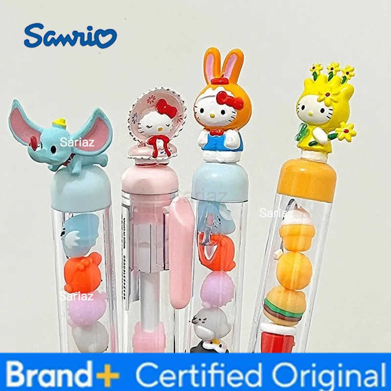 Sanrio New Style Hello Kitty Beaded Gel Pen Cartoon Cute KT Cat Clothing Modeling 05mm Black Ink Press Pen Students Friend Girl Gift H251231