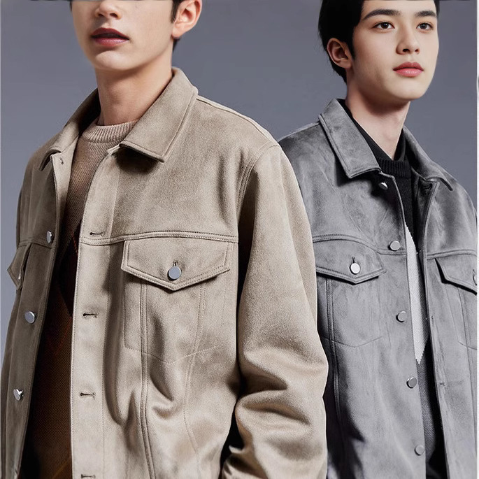 RARF Men 2024 Mens Spring and Autumn Suede Texture Effect Jacket Top 241009