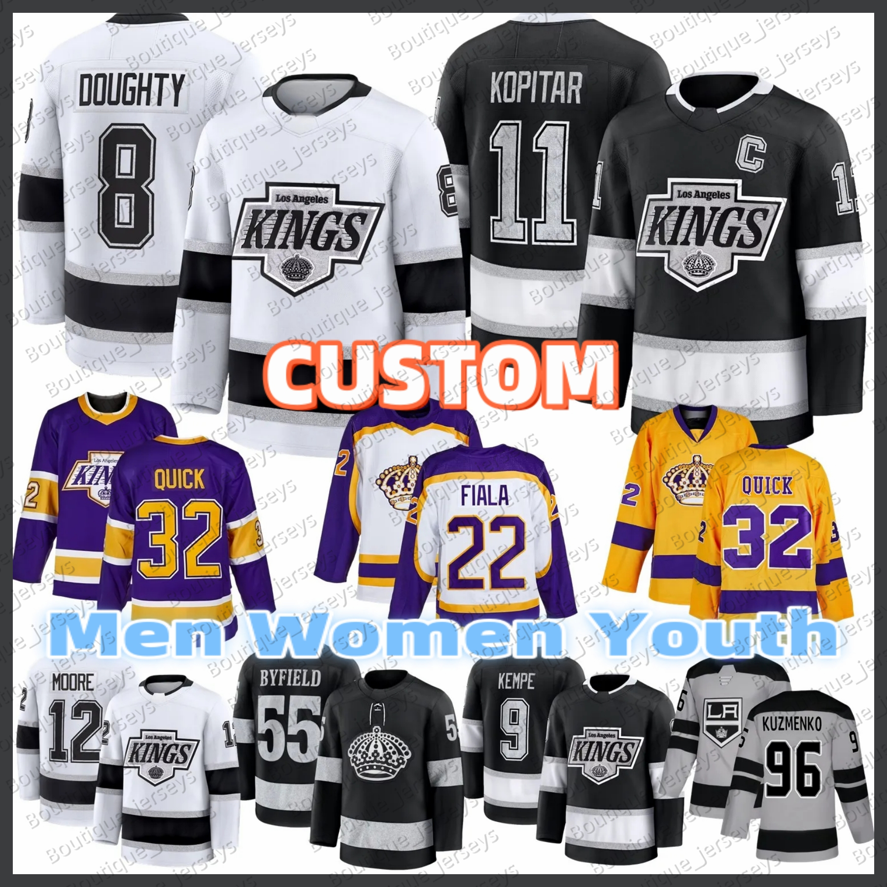11 Anze Kopitar hockey jersey 8 Drew Doughty LA KingSS jersey Kevin Fiala Adrian Kempe Quinton Byfield Danault Corey Ceci Perry Andrei Kuzmenko Wayne Gretzky