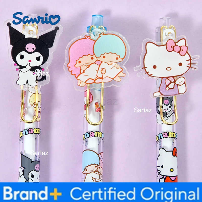 Sanrio Acrylic Series Click Gel Pen Cute Kawaii Writing Pen Student Study Stationery Journal Note Taking Gel Ink Pen H251231