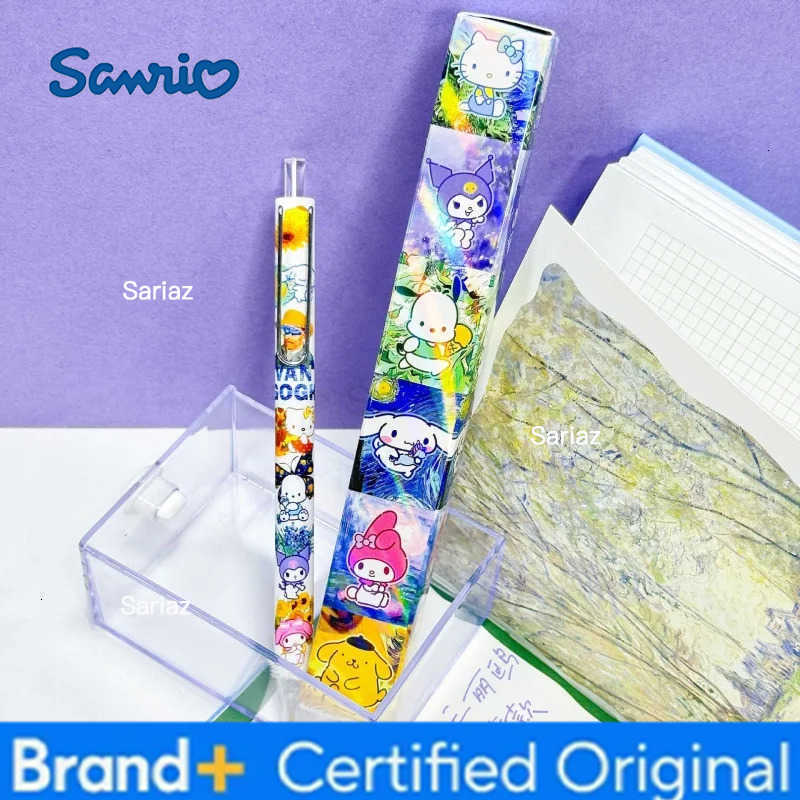 Sanrio 24pcs/lot Kuromi Melody Cinnamoroll Kitty Pochacco Press Gel Pen Cute 05mm Black Ink Neutral Pens Office School Supplies H251231