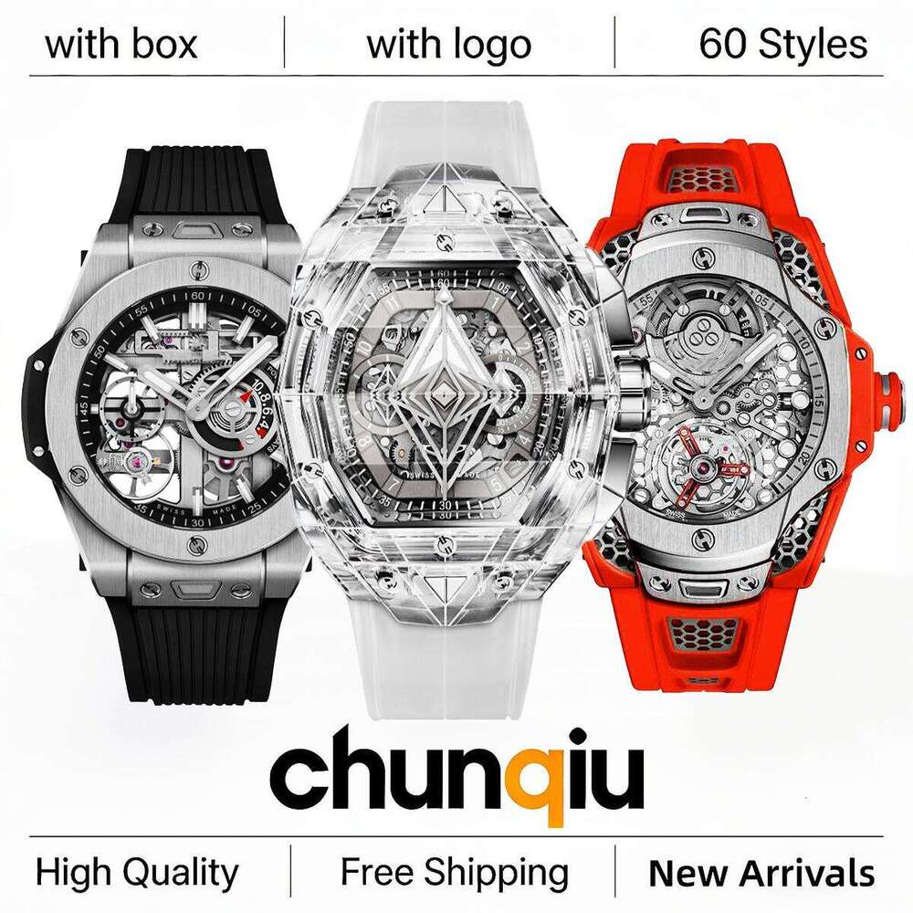 AAA Hublotx Watches Bigbang Luxury Skeleton Designer Mens Watch Personalized Couple Watch Fashionable Ladies' Watch Rubber Strap Classic Swiss Timepiece With Box