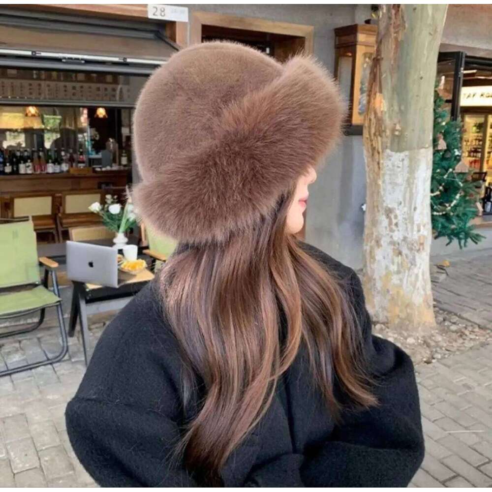 2pcs Faux Fur Mongolian With Thick Fleece Lining, Soft Warm Winter Plush Hat For Women 25T1231