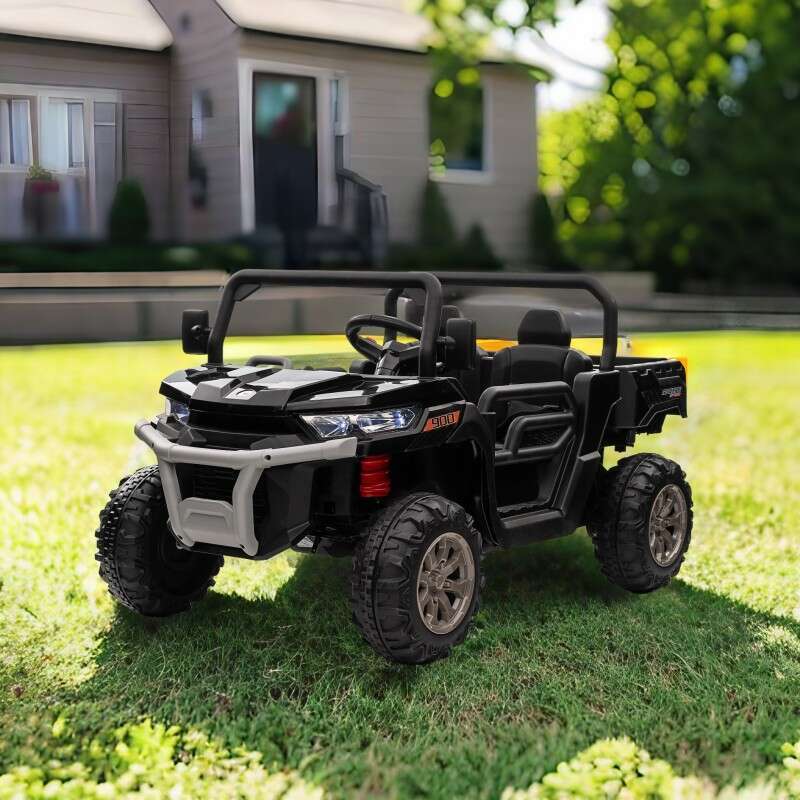 24V 2 Seater UTV 2x200W Motor Truck Dump Bed/Shovel Ride On Car Remote Control Electric Vehicle with Non-slip tyre for Boys Girls
