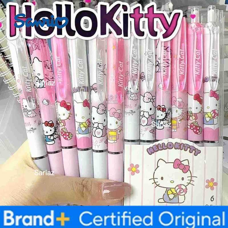 Sanrio 6 Pcs/Set Hello Kitty Melody Limited Edition High Quality Gel Pen Cartoon Series Black 05mm Student/Office Daily Stationery H251231