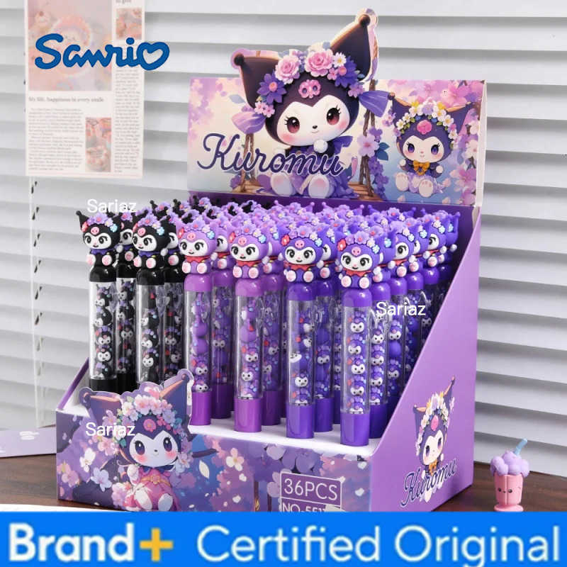 Sanrio 24pcs/lot Kawaii Kuromi Gel Pen Cute 05mm Black Ink Neutral Pens Office School Supplies H251231