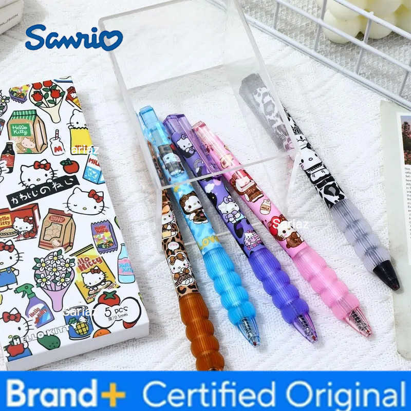 Sanrio 5pcs Hello Kitty Gel Pen Set Ballpoint Pen Cartoon Printing Writing Pen Students Stationery Office Supplies H251231