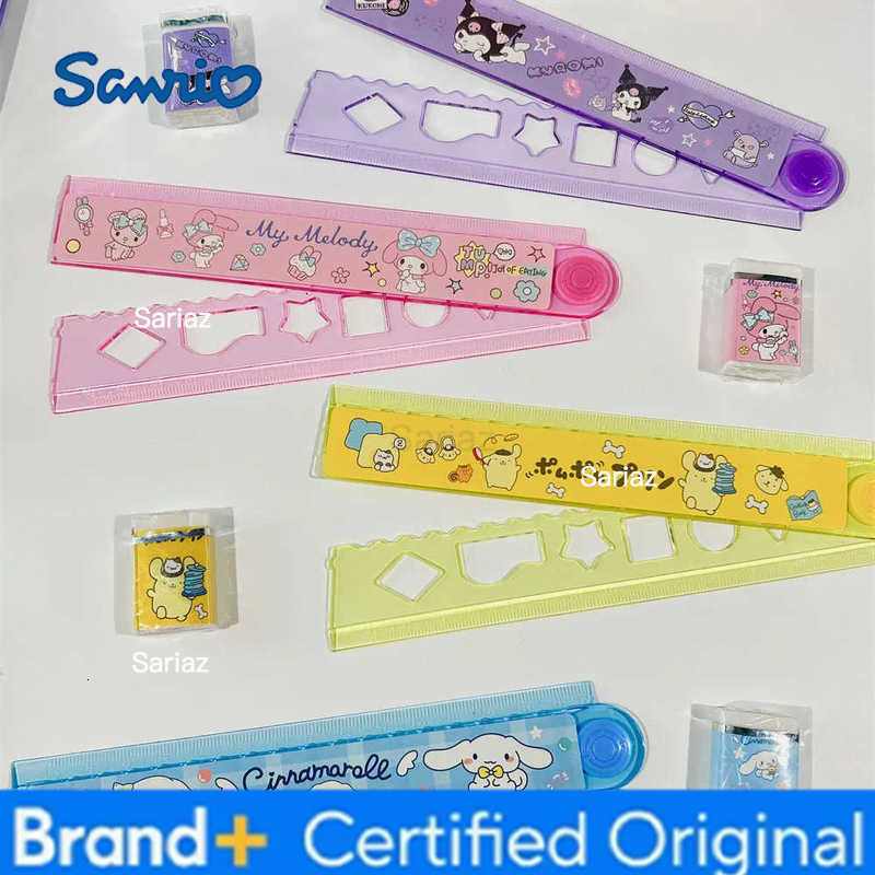 Sanrio Stationery Suit Cinnamoroll Kuromi Cartoon Pencil Eraser Ruler Set Childrens School Supplies Students Boxed Gifts H251231