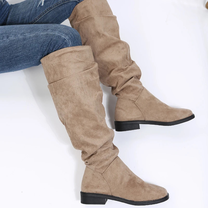 BCEBYL Autumn and Winter Fashion Sexy Solid Color Warm Round Toe Thick Bottom Low Heel Comfortable Womens Boots Botas Mujer 251230