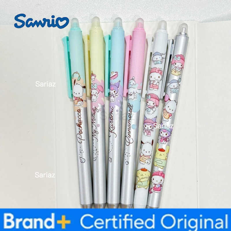 Sanrio 12/24pcs Kawaii Kuromi Melody Cinnamoroll Erasable Gel Pen Cute 05mm Blue Ink Neutral Pens Office School Supplies H251231