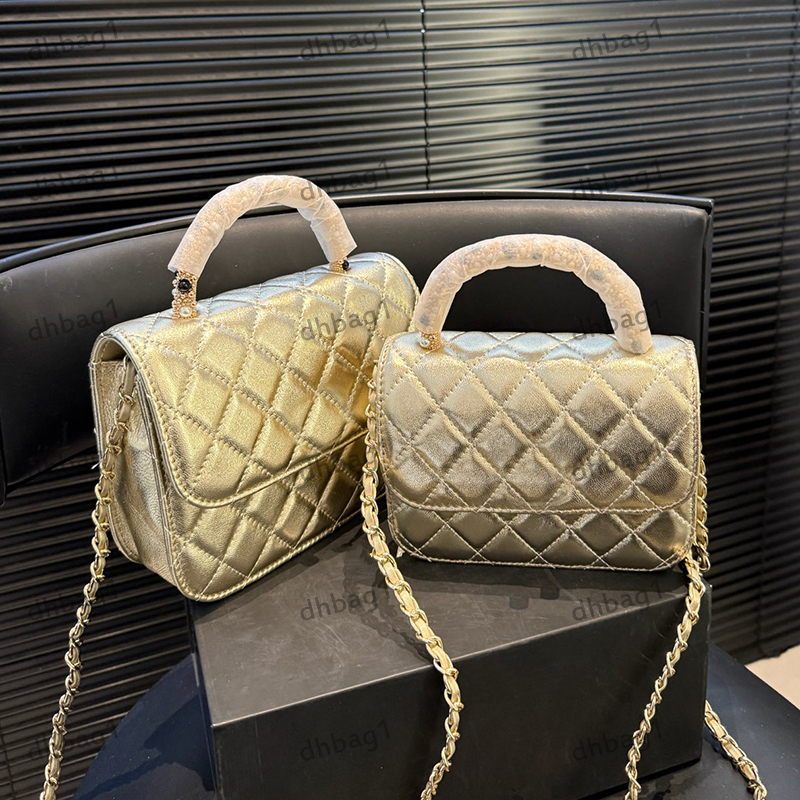 26c Pearl Handle Luxury Handbag Designer Ladys Shoulder Bag Calfskin Tweed Checkered Gold Metal Matelasse Chain Crossbody Cosmetic Sacoche 4-Color Wallet 15/18cm