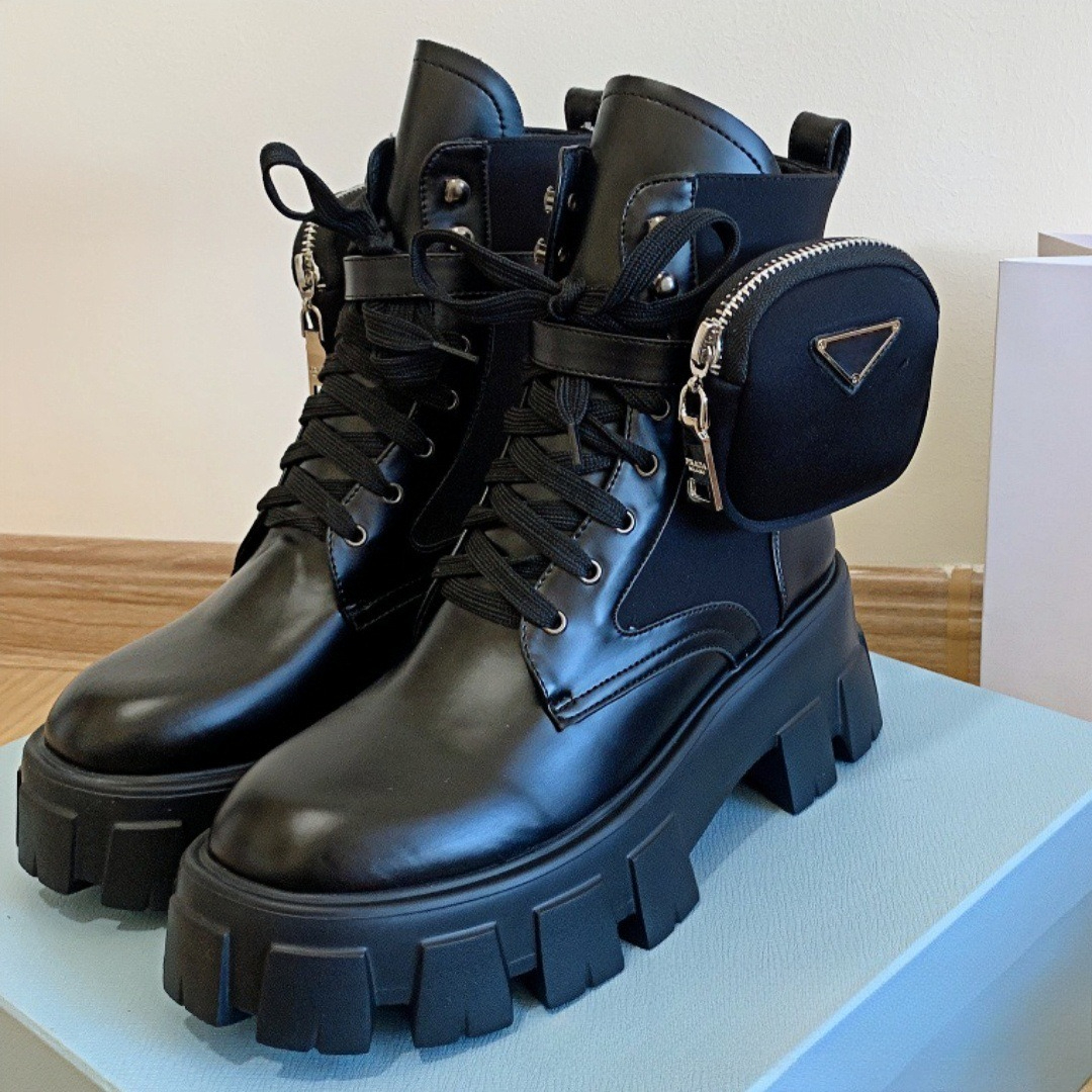 Ankle Boots Women Womens Leather Boots Winter Round Toe Lace-up Short Boots Womens Platform Designer Knight Boots Women Luxury Shoes