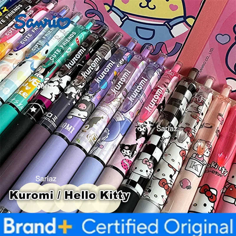 Sanrio 6Pcs/Set Sanriou Kawaii Kuromi Hello Kitty 05mm Gel Pens Set Cute Black Pen Cartoon School Student Stationery Supplies Gift H251231