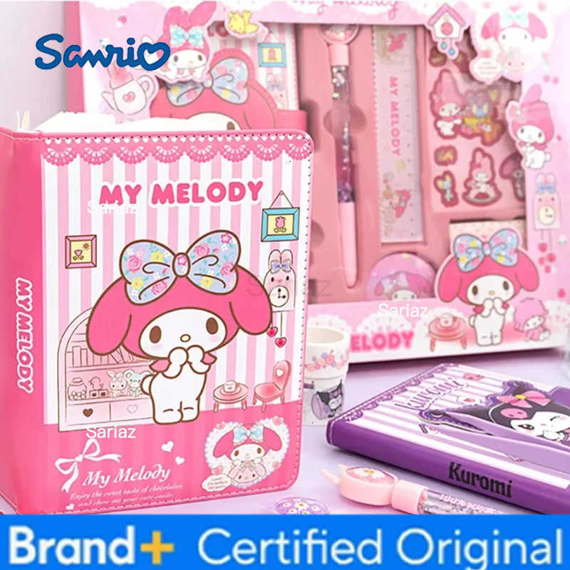 Sanrio Stationery Set My Melody Kuromi Notebook Stickers Gel Pen Ruler sticky note badge Student School Supplies Kids Gift H251231