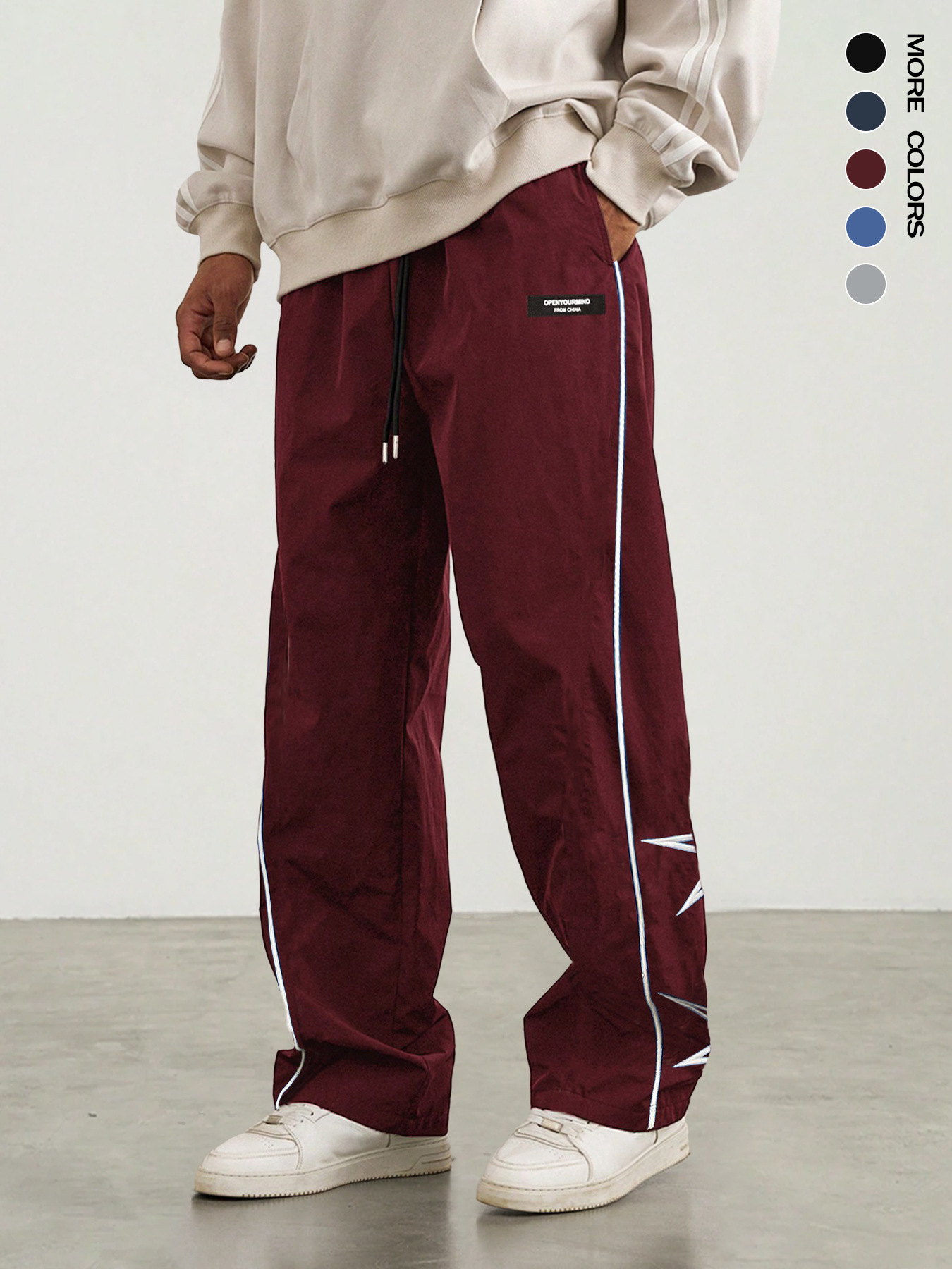 WOZK casual pants men 2026 new spring and summer retro embroidered straight leg pants