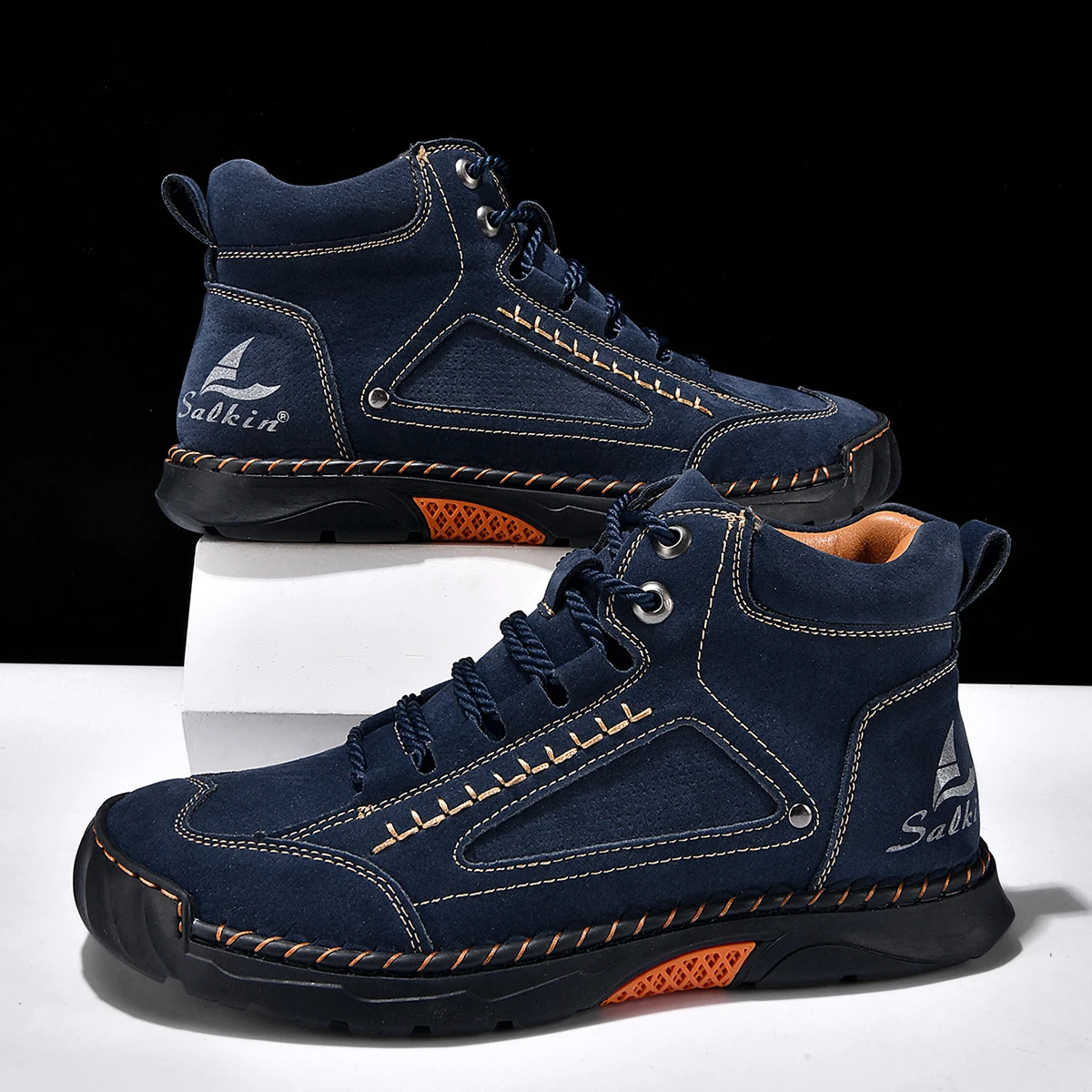 Autumn Winter Hiking Botas Handmade Leather Mens Ankle Boots Outdoor Sneakers Man Casual High Top Shoes Motocross Boots 251226