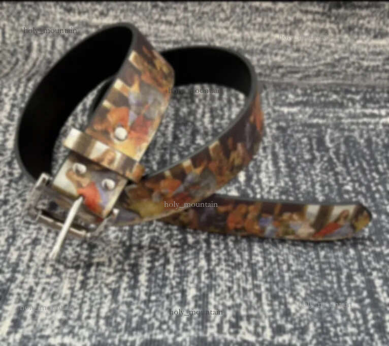 Supremely belt Cowhide Leather Belt Monogram Print Metal Buckle Trendy High Street Unisex Belt Fashion Versatile Red Skirt pants versatile waist cinching tool fe9
