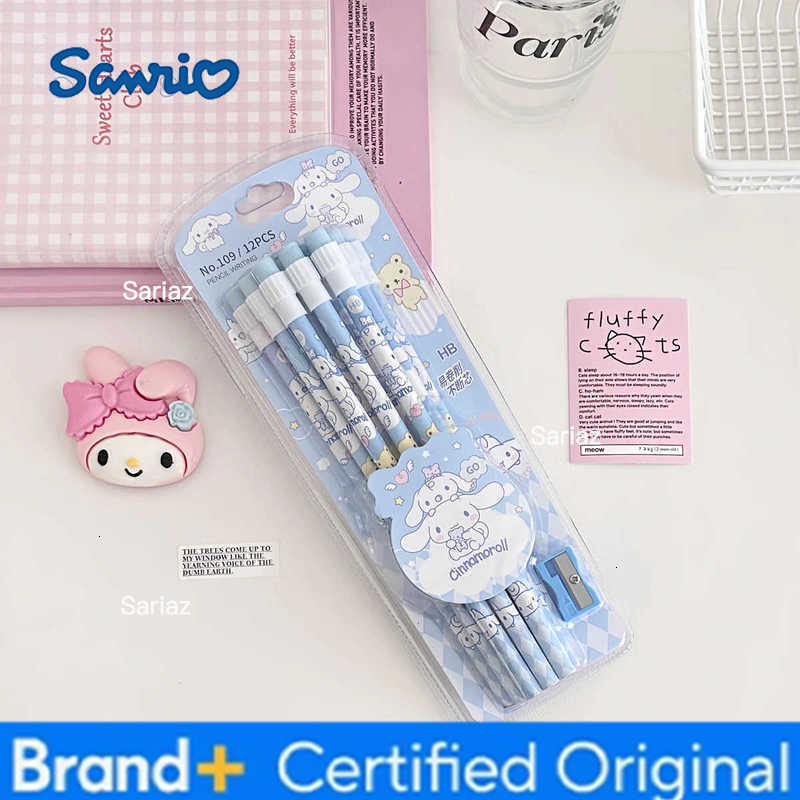 Sanrio 12pcs Anime Kuromi My Melody Pencil Figure Cartoon Pencil Kawaii Cinnamoroll Student Stationery Kids Birthday Party Gifts H251231