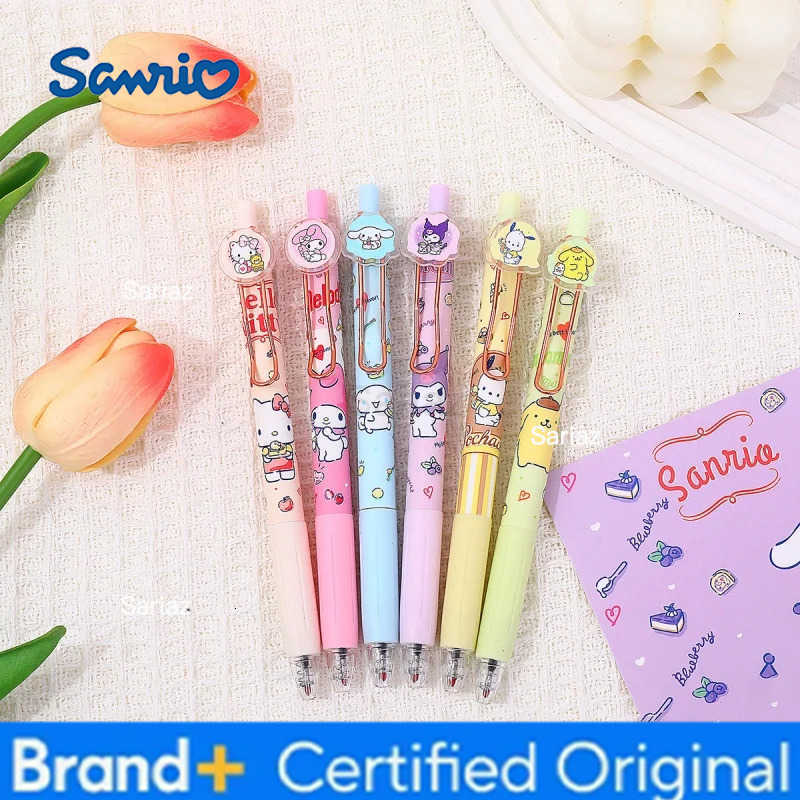 Sanrio 36pcs/lot Kuromi Melody Cinnamoroll Kitty Gel Pen Cute PomPomPurin 05mm Black Ink Press Signature Pens School Supplies H251231