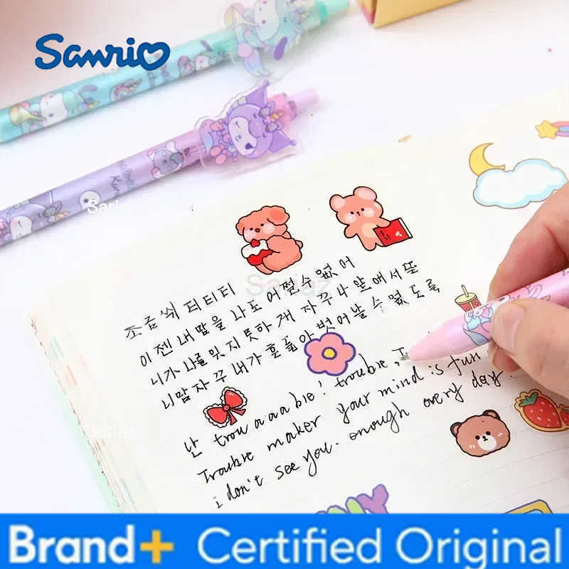 Sanrio New Boxed Gel Pen 24/48pcs Cartoon Melody Kuromi Cute Student Writing Press Patch Pens 05mm Writing Smooth Childrens H251231