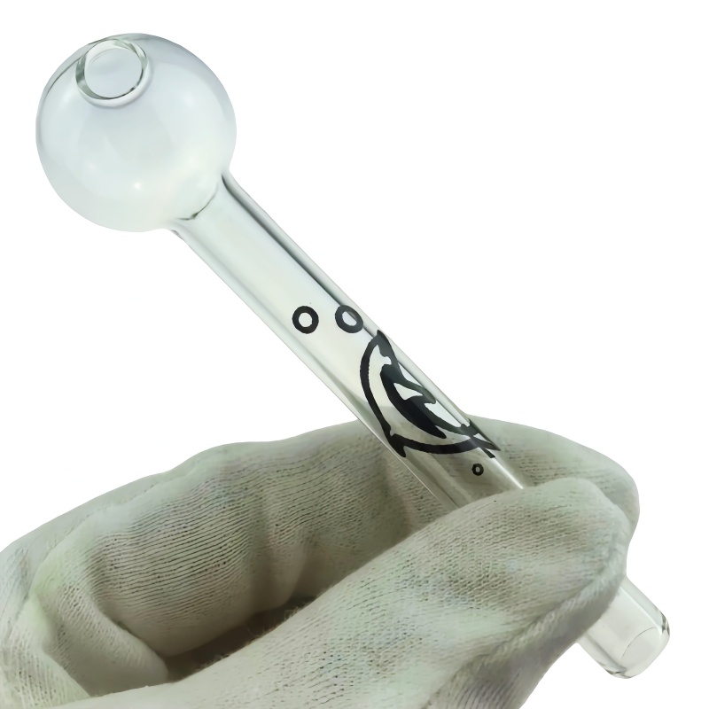 QBsomk Dolphin Logo glass oil burner pipes Colored Bubbler Oil Burner Glass Smoking Water Hand Pipe Tobacc