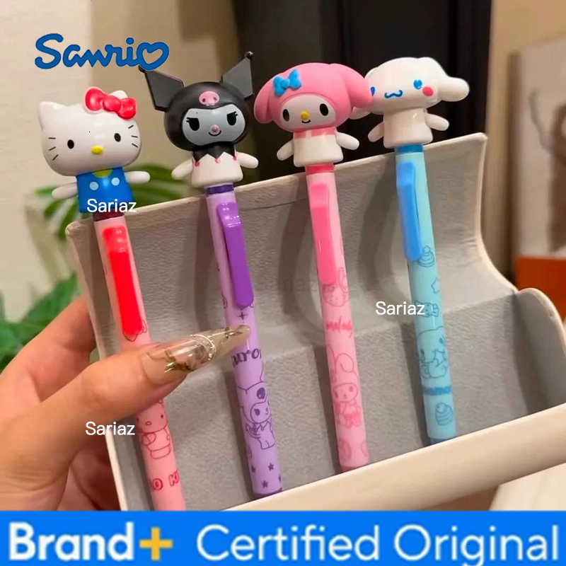 Sanrio Kawaii Hello Kitty Ballpoint Pen Anime Cartoon Kuromi Cinnamoroll 3D Big Head Doll Arms Can Move Students Stationery Girl Gift H251231