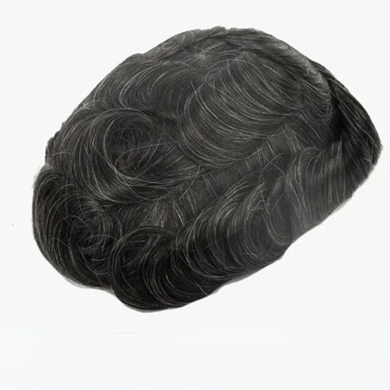 Natural Hairline 1b40 1B80 Grey Super Durable Thin Male Brown Men Toupee Human Hair Wigs Microskin Skin Pu Capillary Prosthesis 240621